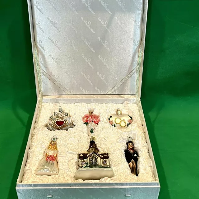 OLD WORLD Christmas Wedding Christmas Ornament Collection w/Box Set Of 6