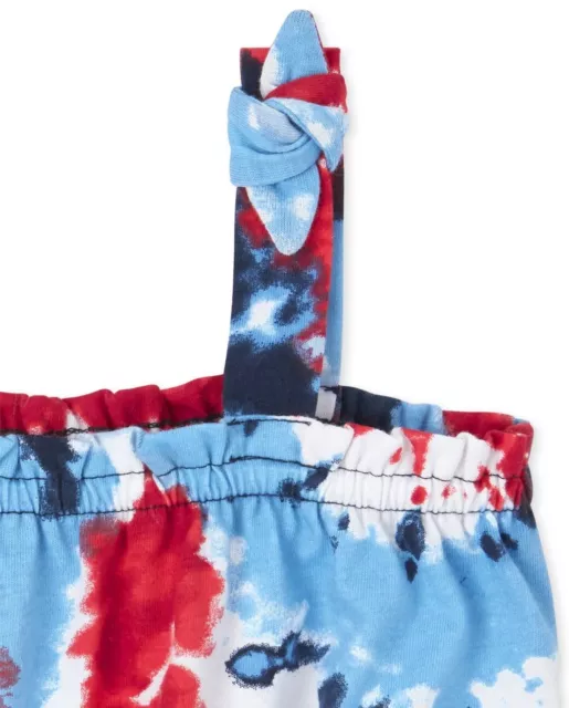 NWT The Childrens Place Girl’s Americana Tie Dye Romper Size XL(14) 2