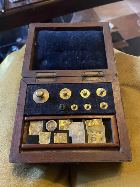 Apothecary Small Box Of Antique Weights