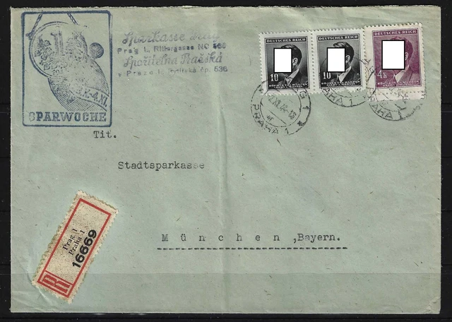 Böhmen und Mähren R-Brief Prag nach München, 1944