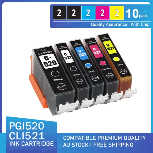 10x Ink Cartridge PGI 520 CLI521 for Canon MP640 MX870 MP980 MP540 MP620 Printer