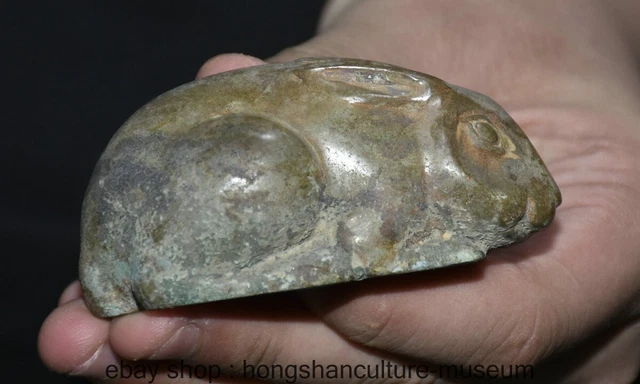 3 " Old Chinese Bronze Ware Dynasty Animal Rabbit Statue Pendant