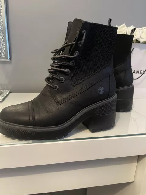 TIMBERLAND WOMENS SILVER Blossom Boots UK Size 7 Black Leather