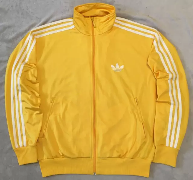 Adidas Originals mens RARE Yellow Firebird Track Tracksuit Top Jacket size L