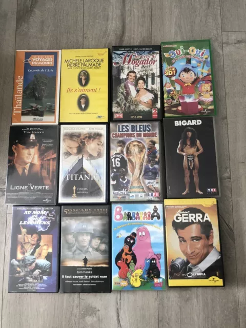 Lot 12 Vhs Titanic La Ligne Verte Soldat Ryan Bigard Laurent Gerra Barbapapa