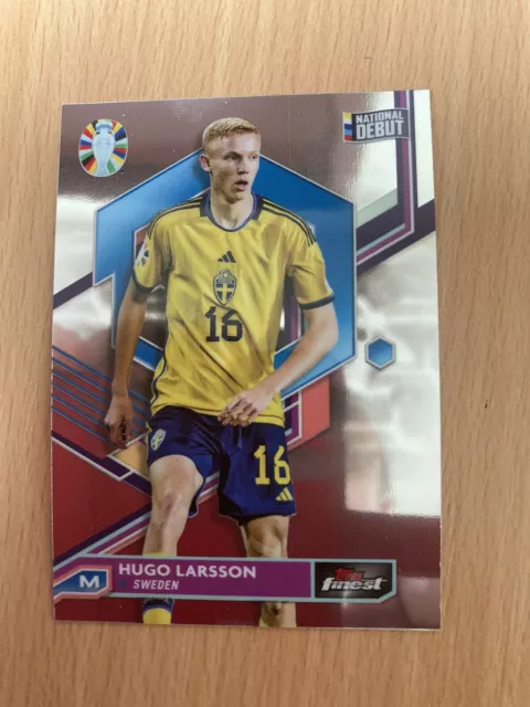 Topps Finest Euro 2024 Trading Card Hugo Larsson Sweden National Debut