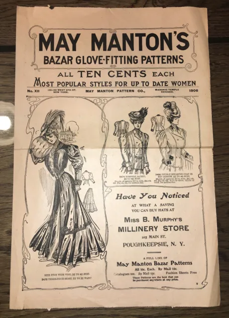 Antique Booklet “May Manton’s Bazar Glove-Fitting Patterns” Dress Pattern Styles