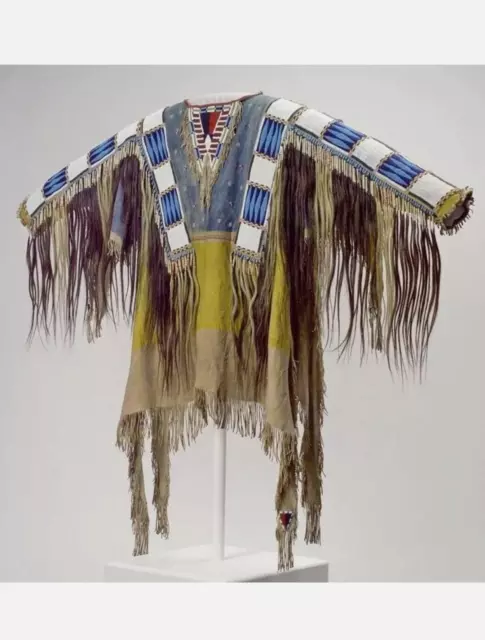 Old Style American Buckskin Buffalo Beaded Fringes Powwow Regalia War Shirt