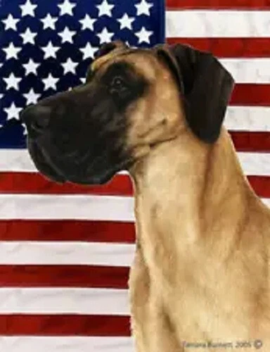 Patriotic (D2) House Flag - Uncropped Fawn Great Dane 32153