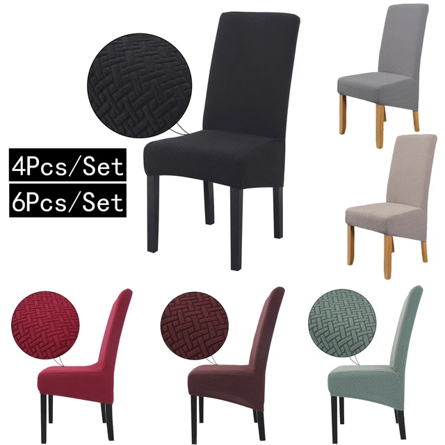 Elastic Chair Slipcovers Protector High Back Stretch Knitted Dining Chair Covers