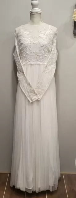 Asos NWT  Long Sleeved Maxi Bridal Dress SZ 16