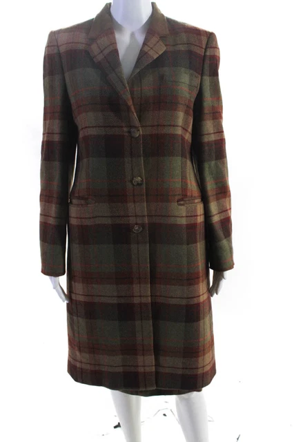 Les Copains Womens Collared Tartan Long Wool Coat Skirt Set Multi Size 40/42 Les Copains Womens Collared Tartan Long Wool Coat Skirt Set Multi Size 40/42