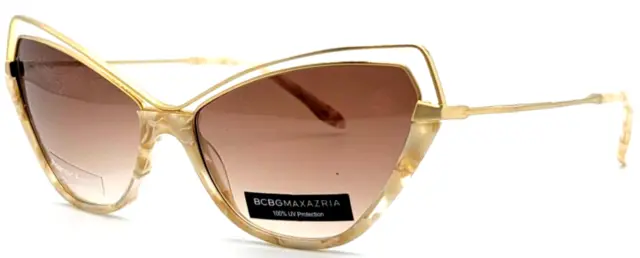 New Bcbg Maxazria Beguile Gold Brown Cats Eye Mirrored Authentic Sunglasses 57Mm