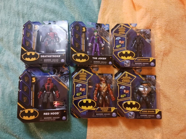 SPIN MASTER DC 4” Joker Deathstroke King Shark Catwoman Red Hood Lot of 6