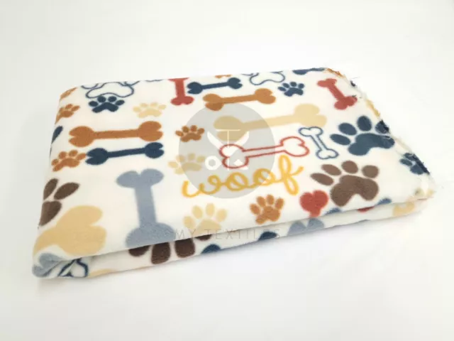 Polar Fleece Dog Woof Print - Anti Pill Super Soft & Warm Perfect for Blankets