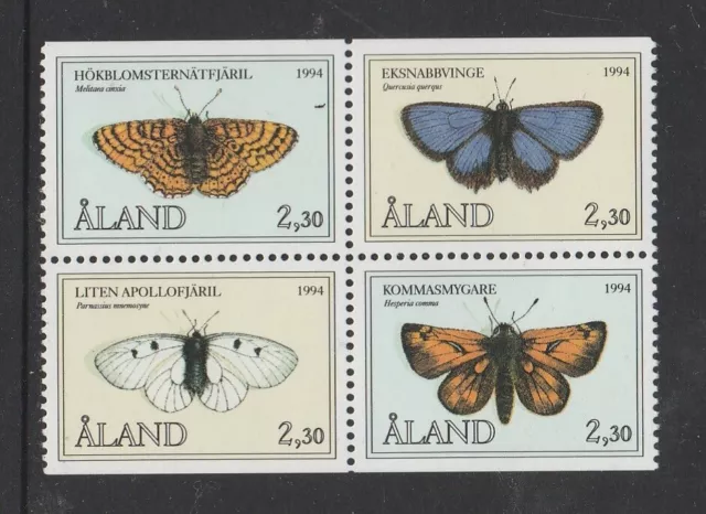 ALAND Islands - 1994 BUTTERFLIES booklet block of 4 MNH - wildlife insects