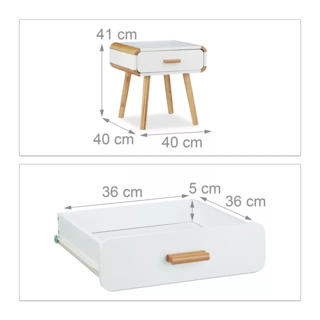 2x comodino con cassetto mobiletto bianco cassettiera con effetto legno tavolino 2