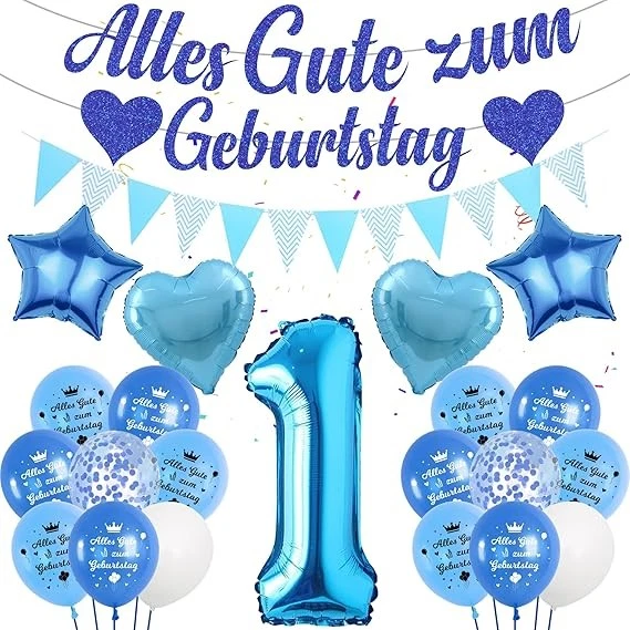 13. Geburtstag Deko-Set Für Jungs – Mit Riesen-13-Ballon, Banner & Party-Zubehör In Blau
