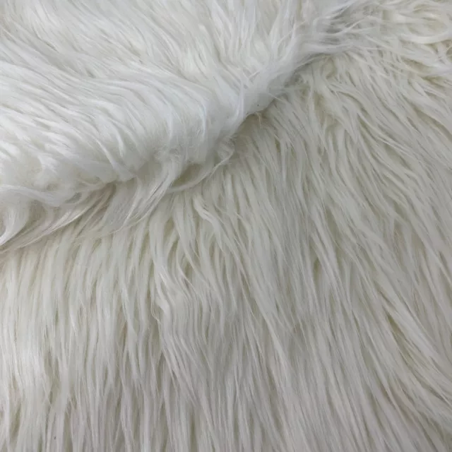 Ivory Solid Shaggy Long Hair Pile Faux Fur