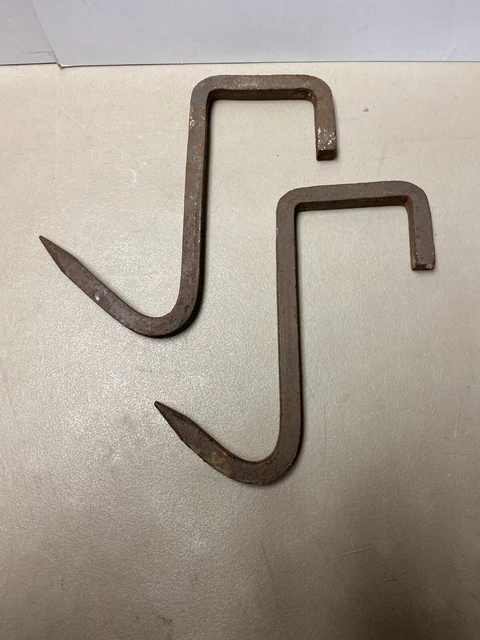 2 vintage barn beam hooks butcher meat hooks old rustic country decor