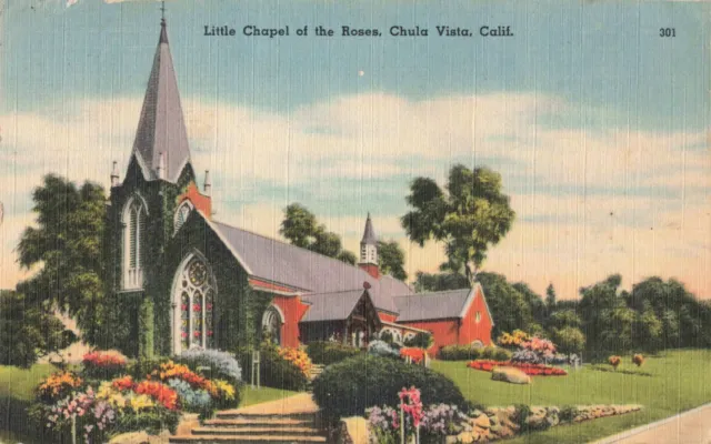 Chula Vista CA California, Little Chapel of the Roses Church, Vintage Postcard