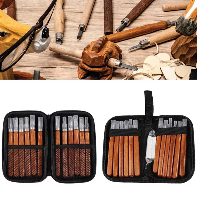 Perfect for Hobbyists Wood Chisel Carving Tool Set 12pc with Sharpener