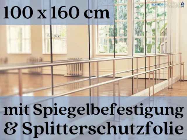 Tanzspiegel Spiegelwand Spiegel - Spiegelschienen & Splitterschutz - 100x160 cm