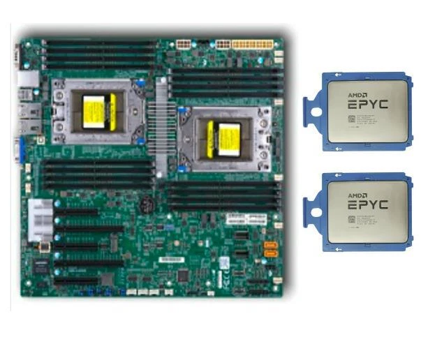 Combo AMD EPYC 7542 + Carte Mère Supermicro H11SSL-i - 32 Cœurs, 2,9 GHz, Ouvert Jamais Utilisé
