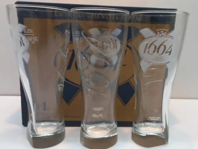 KRONENBOURG 1664 BIERE 6 verres carton d'origine bistrot bar  25 cl M19