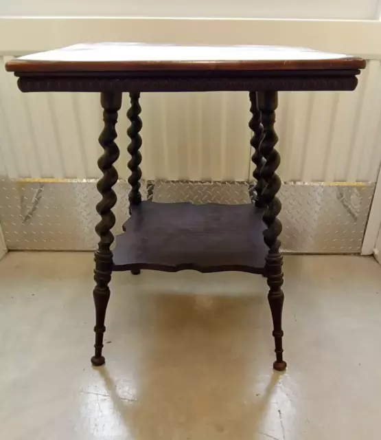 Antique Victorian Carved Mahogany Barley Twist Round Parlor Table