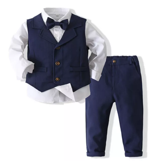 Set abiti da gentiluomo bambini bambino festa di compleanno camicia papillon gilet pantaloni tuta
