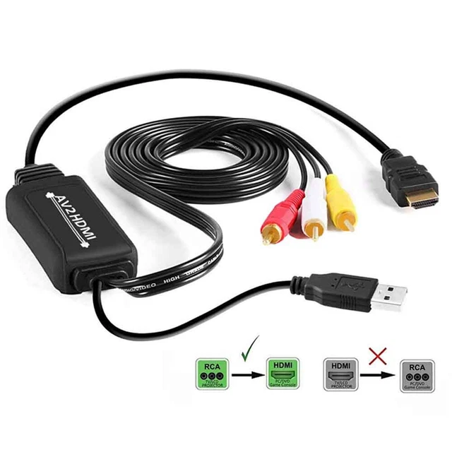 Camera Cable RCA To HDMI-compatible Converter Support PAL NTSC AV Adapter CVBS.