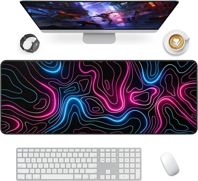 Tappetino Mouse Gaming Anpollo XXL 900x400mm - Con Mappa Del Mondo, Base Antiscivolo, Nero - Foto 11