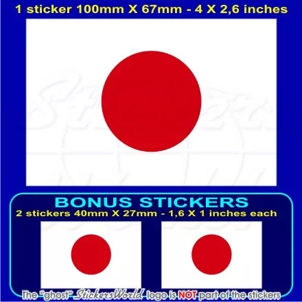 JAPAN Japanese Flag HINOMARU 100mm (4") Vinyl Bumper Sticker, Decal  x1+2 BONUS