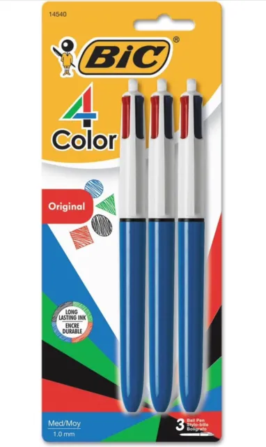 BIC 4 Color Ballpoint Pen, Medium Point (1.0mm), 4 Colors in 1 Set 2 Pack 6 Pens