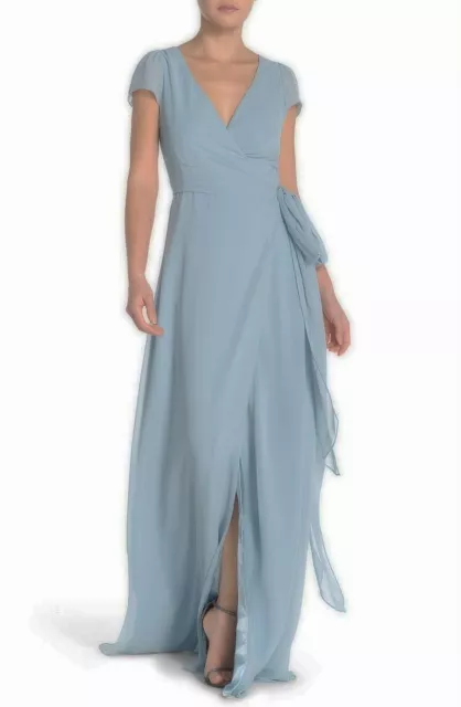 Ceremony by Joanna August 'Aurele' Cap Sleeve Chiffon Wrap Gown Sz S