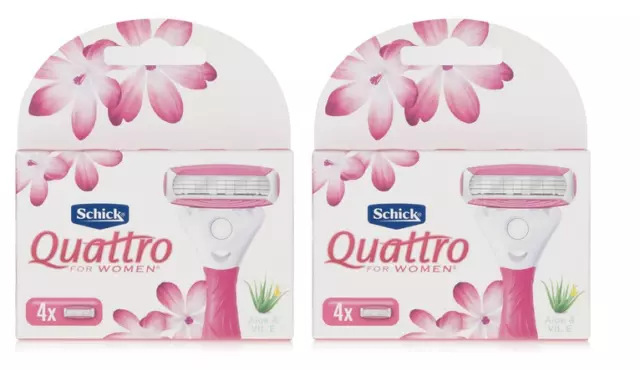 Recarga de hoja de afeitar Schick Quattro para mujer aloe y vitamina E - 8 cartuchos