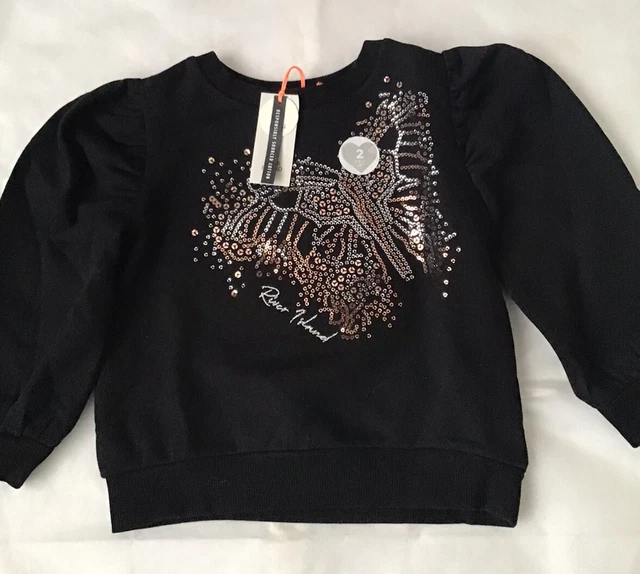 River island mini girls aged 3-4 years black sequin butterfly sweat top set BNWT 3