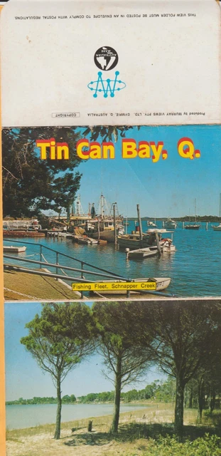 Tin Can Bay Qld 6 Scenes + 1 Tourist Map Murray Views Foldout Postcard