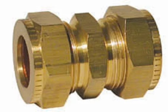 Wade Brass Compression Fitting 1/4" x 3/16" Straight Coupling. Copper Olives.