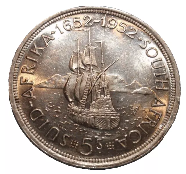 1952 BU 5 Shillings CROWN South Africa Silver KGVI Pretoria Crown Littleton Coin