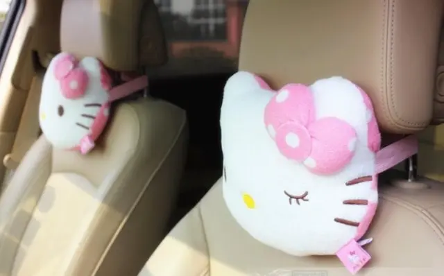 2Pcs Cute Hello Kitty Car Seat Head Rest Cushion Pillows Neck Rest Pillow
