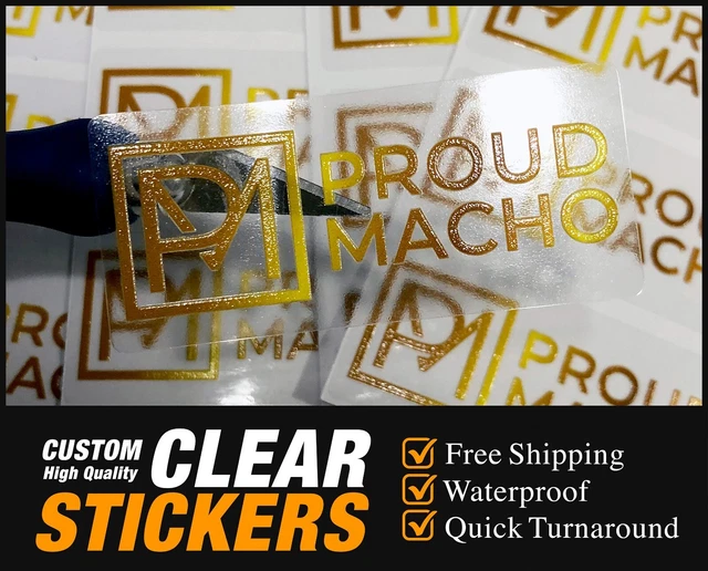 CUSTOM CLEAR STICKERS Bulk Die Cut CLEAR Labels print Business Logo