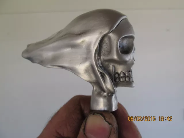 vintage flying skull  ratrod hotrod motorcycle car hood ornament 