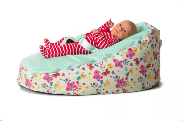 Baby Bean Bag Chair Washable Pre Filled Baby Blue Butterfly Bouncer + 2 Covers