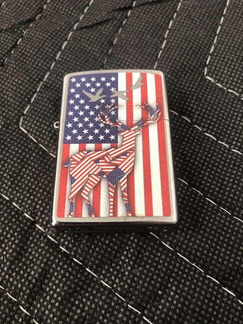 2021 Zippo Cigarette Lighter Patriotic USA Flag Deer Buck Ducks