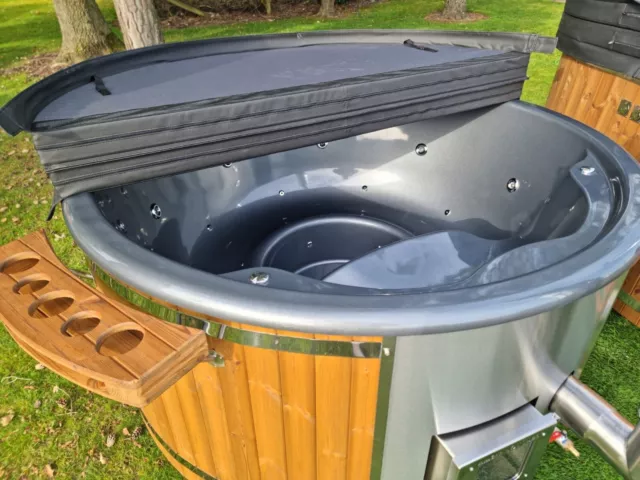 Wooden Fiberglass Wood fired hot tub Fully Loaded Insulated wood burning.