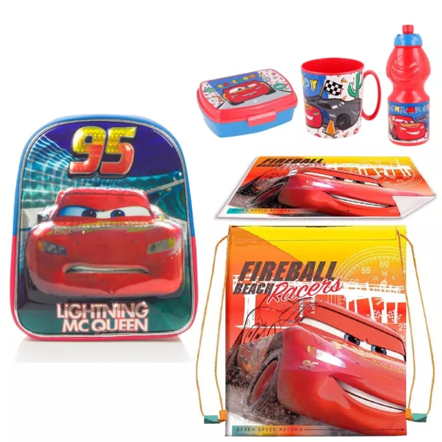 Cars Mcqueen 95 Sac à Dos 3D Maternelle École Bouteille Brot Canette, Boîte Mug