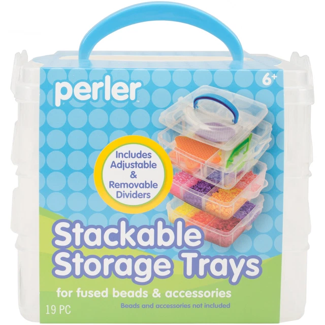 PERLER BEAD LARGE Organizer Stackable Storage Container Bead Trays, 3pc
