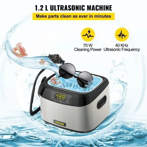 VEVOR Ultrasonic Machine, 1.2L Ultrasound Cleaner Machine, 40KHz Diamond Cleaner